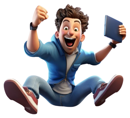 Excited Gaming Character